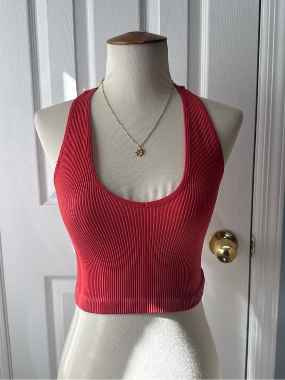 FP Movement by Free People Ribbed Scoop Cropped Tank - Red